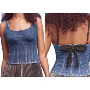 Maeve by Anthropologie Denim Corset Top Blue Jean Tank Sz Sz 8